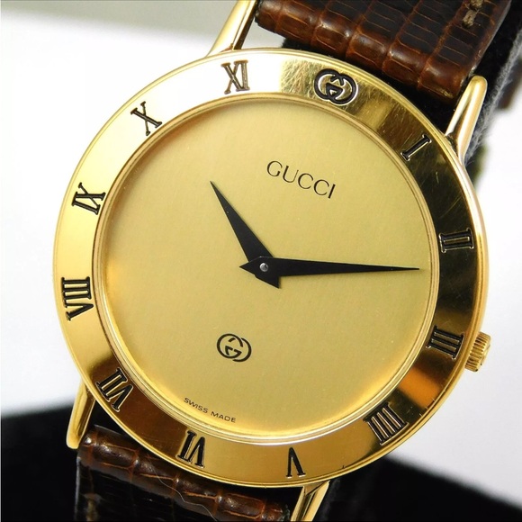GUCCI 3000M VINTAGE GOLD VINTAGE SWISS MADE WATCH QUARTZ F86 - Picture 2 of 12